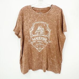 Disney Hocus Pocus Womens Graphic Tee XXL Brown Vtg-Inspired Halloween Relaxed